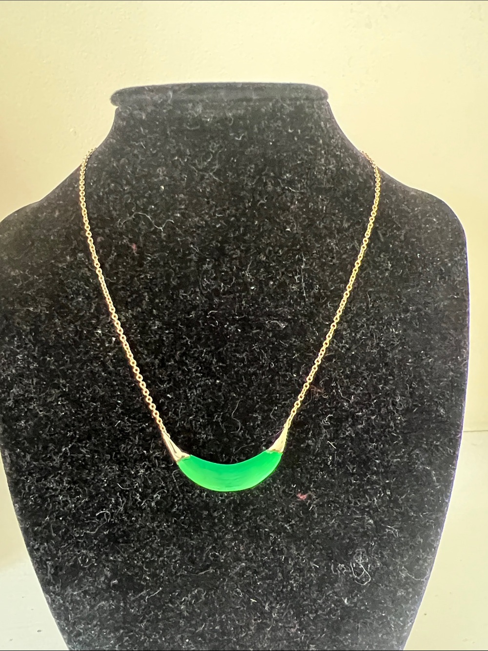 Alexis Bittar Gold-Tone Necklace with Bright Green Crescent